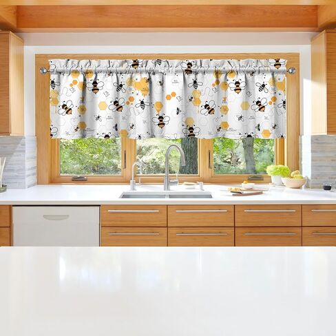 3pcs Flowers Kitchen Curtains and Valances Set Curtain for Funny Window Over Sink Ideas Decor for Kitchen Bedroom Bathroom Small Window Drapes in Saudi Arabia