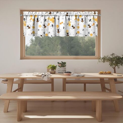 3pcs Flowers Kitchen Curtains and Valances Set Curtain for Funny Window Over Sink Ideas Decor for Kitchen Bedroom Bathroom Small Window Drapes in Saudi Arabia
