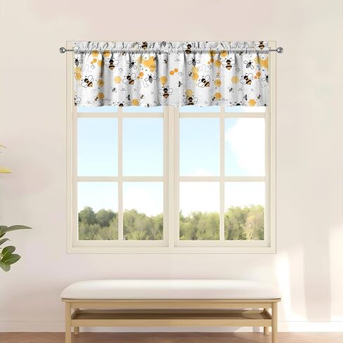 3pcs Flowers Kitchen Curtains and Valances Set Curtain for Funny Window Over Sink Ideas Decor for Kitchen Bedroom Bathroom Small Window Drapes in Saudi Arabia