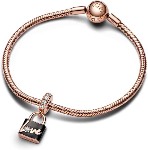 PANDORA Love Padlock Dangle Charm - متوافق مع لحظات PANDORA - مجوهرات نسائية مذهلة - مصنوعة من وردة PANDORA وزركونيا مكعب in Saudi Arabia