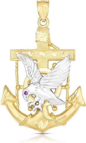 Floreo 10k Yellow Gold Eagle Cross Anchor Two-Tone Religious Pendant in Saudi Arabia