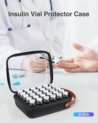 Luxtude Insulin Vial Holder 30 Slots, Clear Peptide Vial Storage Case for Standard 10ml U-100 Vials, Travel Essential Oil Storage Organizer Case (Bag Only) in Saudi Arabia