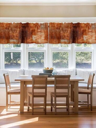 Pink Striped Curtain Valances for Windows, Farmhouse Solid Color Kitchen Valance Window Treatments Panel 2 Pack, Vertical Stripe Rod Pocket Short Curtains for Bathroom Bedroom 54 x 18 Inch in Saudi Arabia