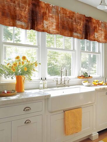 Pink Striped Curtain Valances for Windows, Farmhouse Solid Color Kitchen Valance Window Treatments Panel 2 Pack, Vertical Stripe Rod Pocket Short Curtains for Bathroom Bedroom 54 x 18 Inch in Saudi Arabia