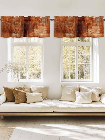 Pink Striped Curtain Valances for Windows, Farmhouse Solid Color Kitchen Valance Window Treatments Panel 2 Pack, Vertical Stripe Rod Pocket Short Curtains for Bathroom Bedroom 54 x 18 Inch in Saudi Arabia