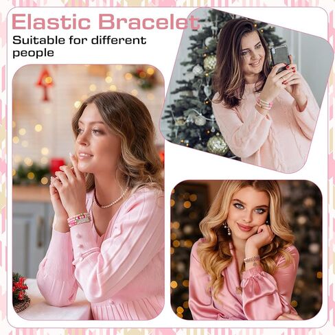 7 Pack Christmas Nutcracker Pink Bracelets Stackable Beaded Stretch Bracelets Jewelry for Girls Women Teens Christmas Birthday Gift in Saudi Arabia