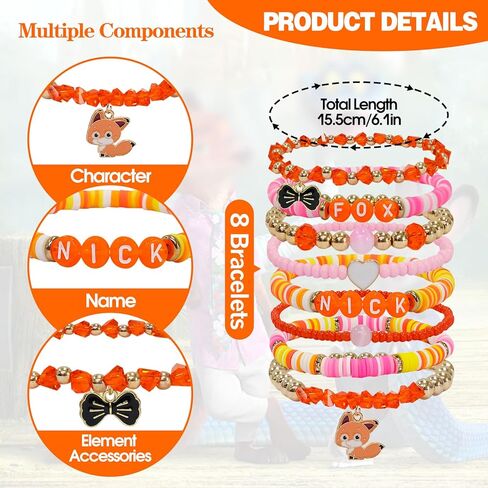 Stackable Bracelets Fit for Zootopia Fans, Zootopia Merch Stretch Bead Bracelet Gifts for Women Men Teen Girls Boys, Couples Friendship Bracelets Cosplay Costume Accessories for Judy Nick Movie Fans in Saudi Arabia