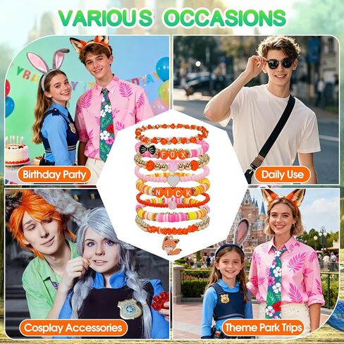 Stackable Bracelets Fit for Zootopia Fans, Zootopia Merch Stretch Bead Bracelet Gifts for Women Men Teen Girls Boys, Couples Friendship Bracelets Cosplay Costume Accessories for Judy Nick Movie Fans in Saudi Arabia