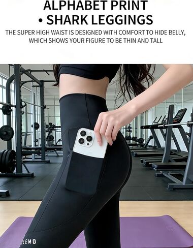 Women's High Waisted Leggings with Pockets - 7/8 Length Tummy Control Workout Pants - Lightweight Sculpting Compression Yoga Tights Running Cycling Athletic Smoothing Shapewear (Black) in Saudi Arabia