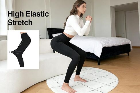 Women's High Waisted Leggings with Pockets - 7/8 Length Tummy Control Workout Pants - Lightweight Sculpting Compression Yoga Tights Running Cycling Athletic Smoothing Shapewear (Black) in Saudi Arabia