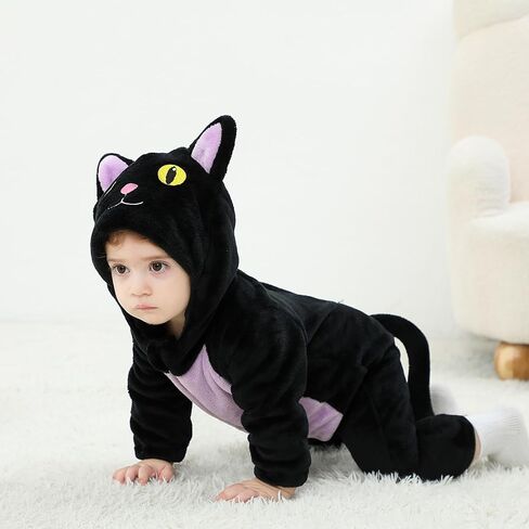 Toddler Baby Halloween Costumes Cute Animal Clothes Flannel Hooded Romper Cosplay Jumpsuit Warm Fall Winter Outfit in Saudi Arabia