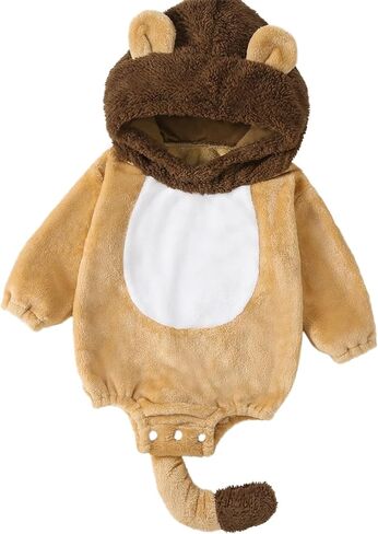 Toddler Baby Halloween Costumes Cute Animal Clothes Flannel Hooded Romper Cosplay Jumpsuit Warm Fall Winter Outfit in Kuwait