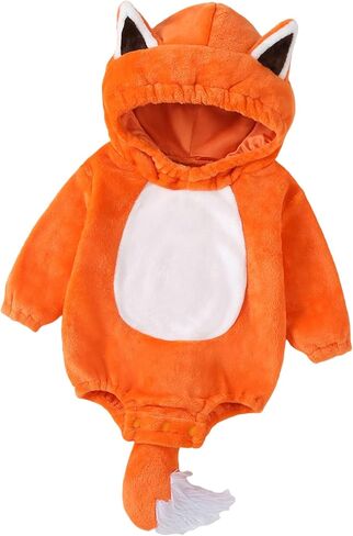 Toddler Baby Halloween Costumes Cute Animal Clothes Flannel Hooded Romper Cosplay Jumpsuit Warm Fall Winter Outfit in Saudi Arabia