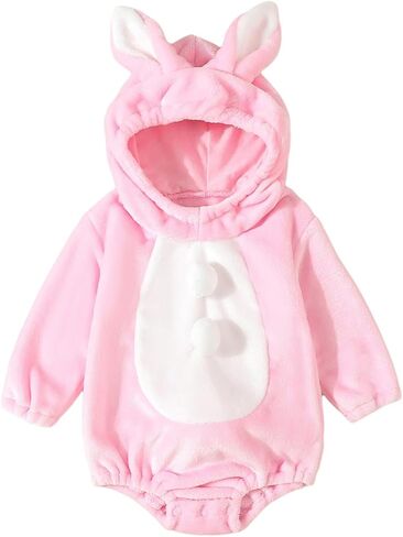Toddler Baby Halloween Costumes Cute Animal Clothes Flannel Hooded Romper Cosplay Jumpsuit Warm Fall Winter Outfit in Saudi Arabia