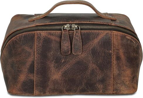 KomalC Luxury Leather Men’s Toiletry Travel Bag – Handmade Shaving Kit with Waterproof Interior, Spacious Storage & Carry Handle – leather travel Kit Bag for Men & Women in Saudi Arabia