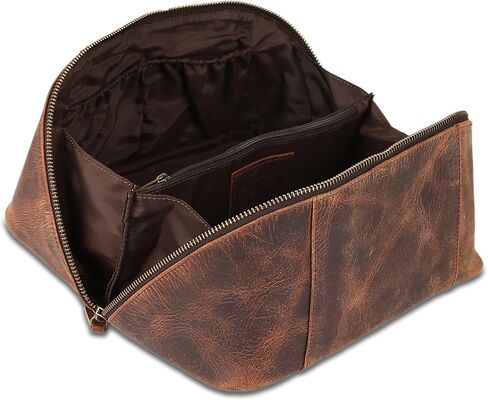 KomalC Luxury Leather Men’s Toiletry Travel Bag – Handmade Shaving Kit with Waterproof Interior, Spacious Storage & Carry Handle – leather travel Kit Bag for Men & Women in Saudi Arabia