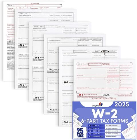 W2 Forms 2023 Income Set, 6 Part 50 Employees KIT, Laser Tax Forms and W-3 Transmittal Legal W2 Forms with 50 Self Seal Envelopes in Pack Great for QuickBooks and Accounting Software, 2023 W2 in Kuwait