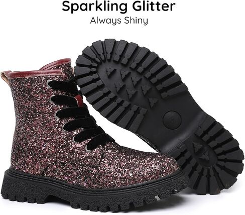 Blikcon Girls Combat Boots with Side Zipper Girls Fall Ankle Boots Sizes 9 Toddler to 4 Big Kid (Toddler/Little Kid/Big Kid) in Saudi Arabia