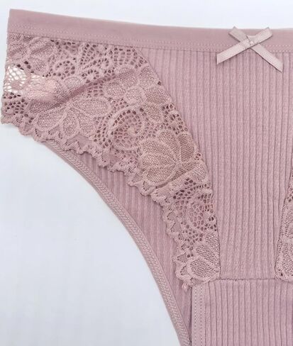 6 Pack Cotton Underwear for Women Lace Bikini Panties Soft Breathable Briefs in Saudi Arabia