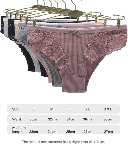 6 Pack Cotton Underwear for Women Lace Bikini Panties Soft Breathable Briefs in Saudi Arabia