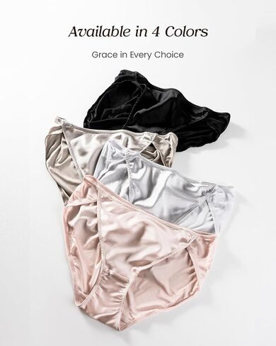 100% Mulberry Silk Underwear, Shiny Satin-Finish Silk High Cut Bikini Panties for Women in Kuwait