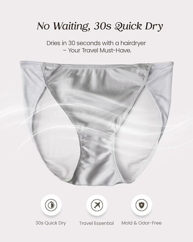 100% Mulberry Silk Underwear, Shiny Satin-Finish Silk High Cut Bikini Panties for Women in Kuwait