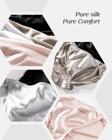 100% Mulberry Silk Underwear, Shiny Satin-Finish Silk High Cut Bikini Panties for Women in Kuwait