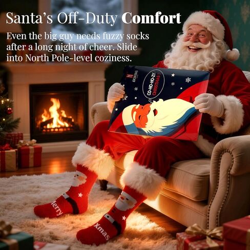 72-Needle Festive Christmas Fuzzy Socks for Women – 3 Pairs 3X Thicker Ultra Cozy Warm Plush Crew Socks, Jolly Santa & Elf Designs for Holiday Winter Gifts in Saudi Arabia