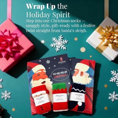 72-Needle Festive Christmas Fuzzy Socks for Women – 3 Pairs 3X Thicker Ultra Cozy Warm Plush Crew Socks, Jolly Santa & Elf Designs for Holiday Winter Gifts in Saudi Arabia