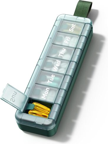 منظم حبوب الدواء الأسبوعي AM PM مرتين في اليوم، صندوق حبوب كبير 7 أيام مع زر ضغط سهل الفتح، حقيبة طبية محمولة للفيتامينات والمكملات الغذائية in Kuwait