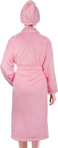 UNIMEIX Microfiber Womens Robes with Hair Drying Towel, Soft Coral Fleece Bathrobe for Women Cozy Premium Warm Long Spa Robe in Saudi Arabia