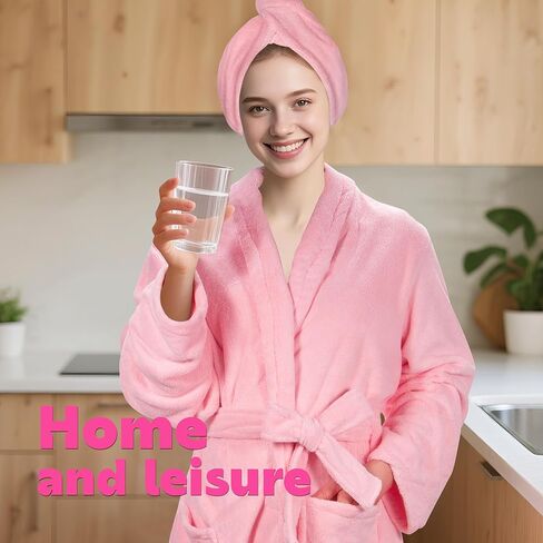 UNIMEIX Microfiber Womens Robes with Hair Drying Towel, Soft Coral Fleece Bathrobe for Women Cozy Premium Warm Long Spa Robe in Saudi Arabia