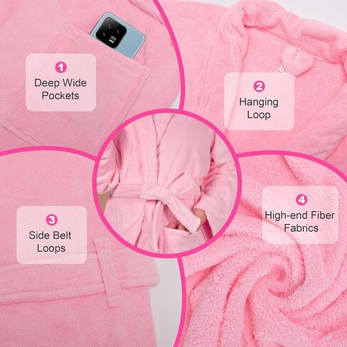 UNIMEIX Microfiber Womens Robes with Hair Drying Towel, Soft Coral Fleece Bathrobe for Women Cozy Premium Warm Long Spa Robe in Saudi Arabia