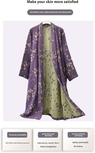 Soft Cotton Japanese Sleepwear Kimono Yukata Lightweight Bathrobe Nightgown Breathable Pajamas Women in Saudi Arabia