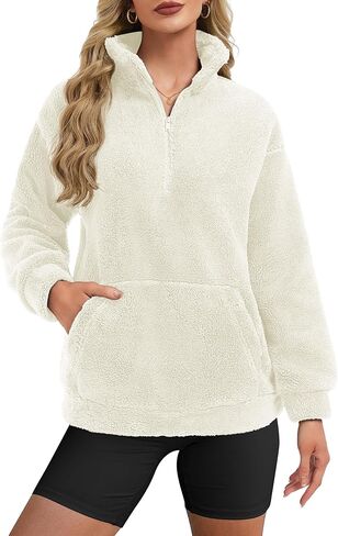 YUCOLEN Fleece Pullover Women Long Sleeve Fuzzy Half Zip Sweatshirt with Pockets Warm Winter Jacket 2026 Trendy in Saudi Arabia