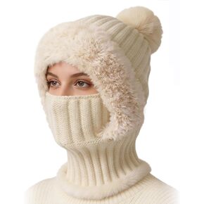3 in 1 Beanie Hat for Women, Knitted Balaclava Hats,with Scarf and Mask,Face Mask Neck Scarf Set in Kuwait