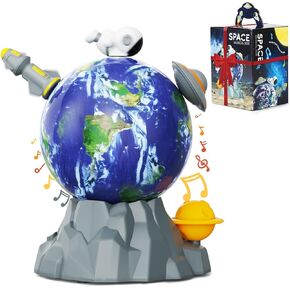 Space Toys for Kids, Best Birthday Gifts for 3 4 5 6 7 Year Old Boys, Magnetic Rotation Space Music Box for Kids with 3 Spinning Figures, Great Kids Room Decor in Saudi Arabia