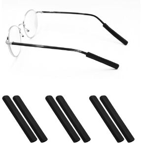 Anti-Slip Glasses Ear Cushion, 3Pairs Black Silicone Eyeglass Ear Cushions, Eye Glasses Ear Grippers, Keep Glasse From Falling Off, Fit 0.1-0.3Inch (3-12mm) Temple, for Daily/Sport Eyewear in Kuwait