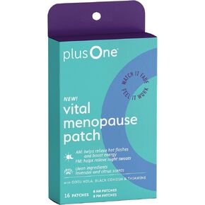 رقعة بلس وان الحيوية لانقطاع الطمث صباحًا ومساءً - فلاش ساخن ودعم العرق الليلي - يعزز الطاقة والنوم - رقعات عشبية يومية - 16 قيراط in Kuwait