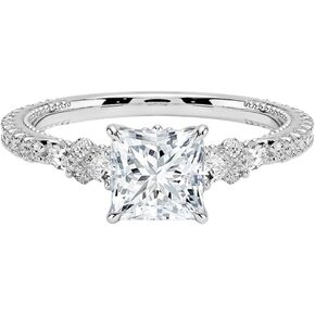 خاتم خطوبة زفاف من الذهب 1,2,3 قيراط معتمد من Princess Lab Grown Diamond (VS1 & VVS2) 10K 14K 18K للنساء خاتم مويسايتي مستوحى من الطبيعة هدية عيد الميلاد in Saudi Arabia