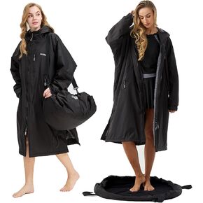 Waterproof Swim Parka– Oversized Hooded Surf Poncho, Changing Robe for Men & Women, Warm Jacket for Outdoor Sports in Saudi Arabia