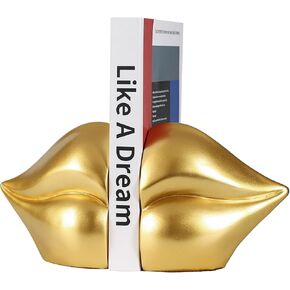 Red Lips Decorated Bookends，Set of 2 Heavy Decorative Book Stoppers，Unique Resin Decoration，Creative Desktop Red Decor for Study Room Hotel Office Shelves in Saudi Arabia