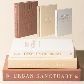 كتب ديكور لديكور المنزل - مجموعة من 3 كتب بغلاف مقوى من الكتان الحقيقي مع صفحات فارغة - ديكور طاولة القهوة في المزرعة الحديثة، لهجة تصميم الرف والمدخل (ألوان محايدة) in Kuwait