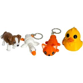 TIME&TRAVE 4-Pack 3D Printed Animal Keychains, Articulated Fox Dog Duck Goose Set with Movable Joints, Poseable Collectible Figure for Backpack Bag Zip Pull, Gift for Animal Lovers in Saudi Arabia