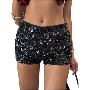 MakeMeChic Women's Sequin Sparkly Micro Shorts Glitter Low Waist Rave Party Booty Shorts in Saudi Arabia