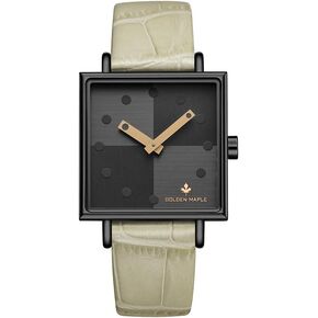 GOLDEN MAPLE Fancy Ladies Watch, Quartz Movement Watches for Women, Square Case with Leather Strap in Kuwait