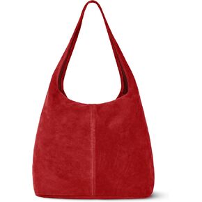 Italian Genuine Suede Hobo Bag for Women with Zipper and Single Strap | Large Soft Slouchy Shoulder Handbag Purse in Kuwait