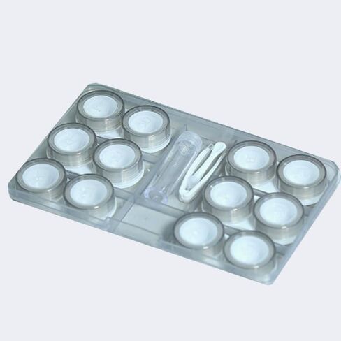 Multi-Compartment Visible Contact Lens Case – Compact, Portable for Home & Travel (Grey) in Saudi Arabia