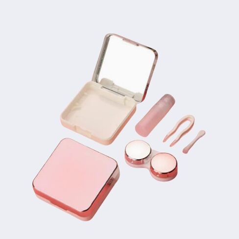Mirror Contact Lens Case – Minimalist Travel Companion Box for Daily and Cosmetic Lenses, Portable Lens Care Storage Kit (Rose Gold) in Saudi Arabia