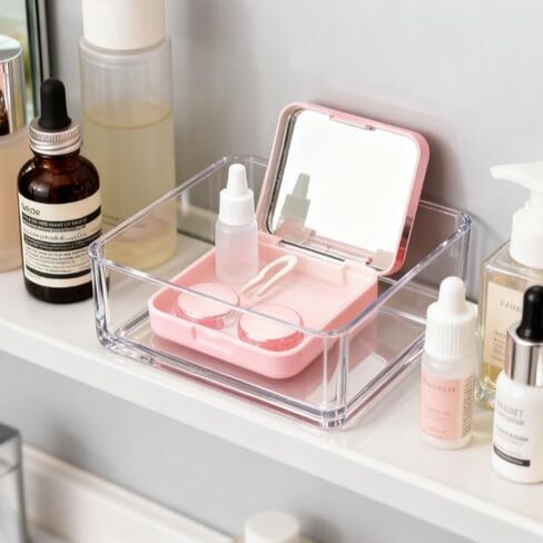Mirror Contact Lens Case – Minimalist Travel Companion Box for Daily and Cosmetic Lenses, Portable Lens Care Storage Kit (Rose Gold) in Saudi Arabia